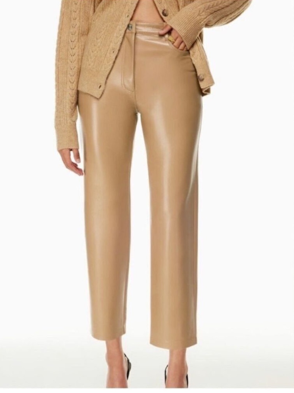 Wilfred The Melina™ Cropped Pant Tan Vegan Leather SZ 16